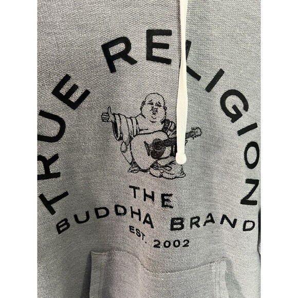 True Religion The Buddha Brand Gray Hoodie Sweatshirt Men’s Size S - Picture 2 of 7